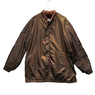 Vintage Sears Jacket Mens 2XL Workwear Brown Faux Fur-Lined Bomber Full Zip 