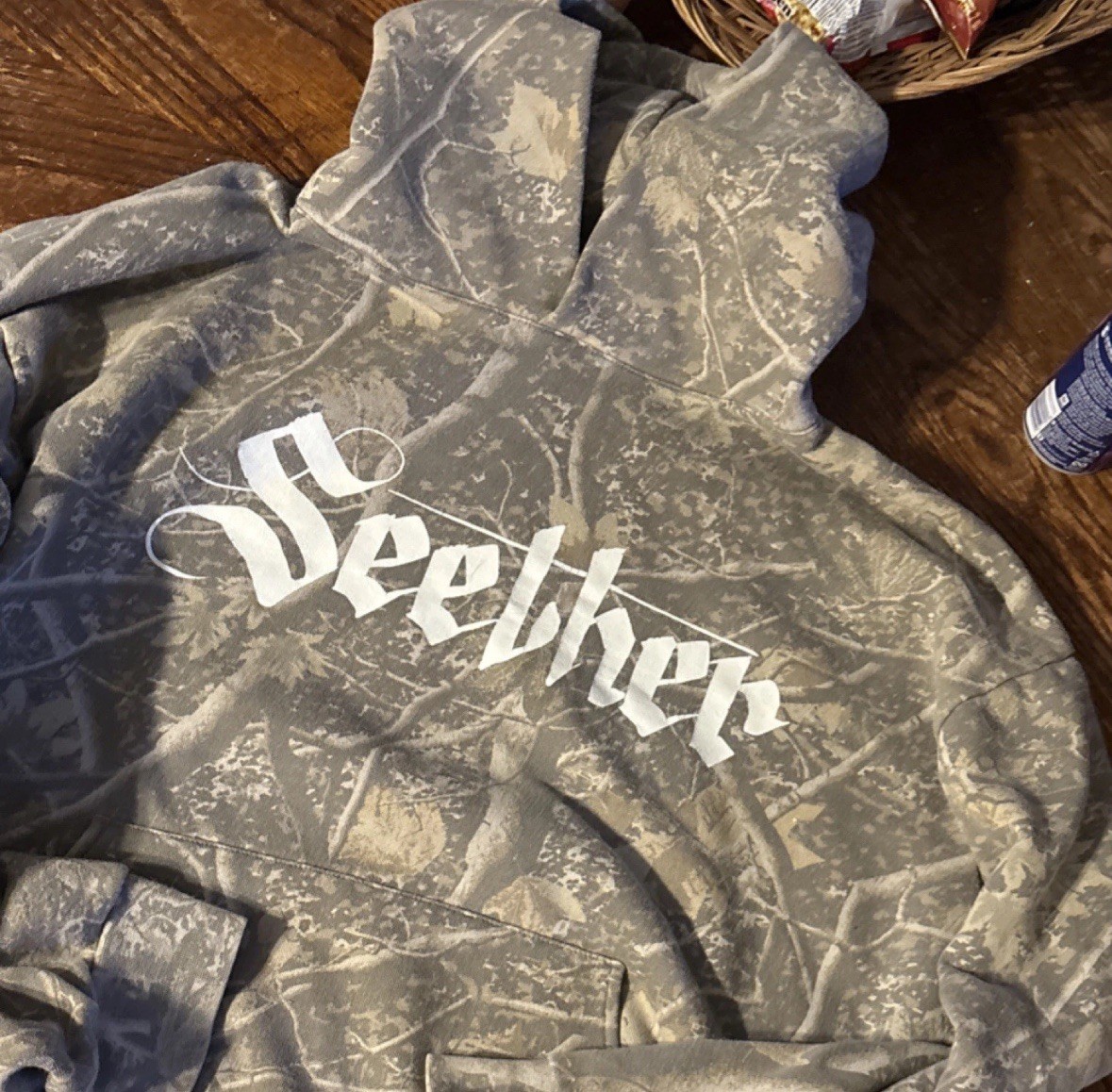 Seether Camouflage Graphic Hoodie Gray Band 'The Surface Seems So
