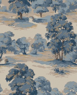 M1830_Ashdown Scenic Woodland Classic denim blue cream Fine Decor Wallpaper
