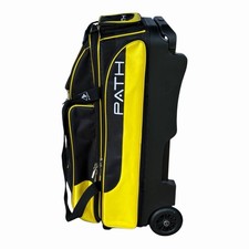 Pyramid Path Premium Triple Deluxe Roller Bowling Bag Yellow Adjustable Handle