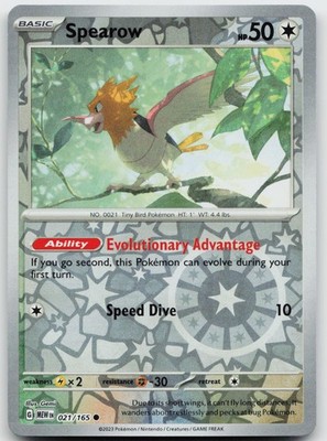 Spearow 021/165 Common 151 Pokemon Reverse Holo Near Mint