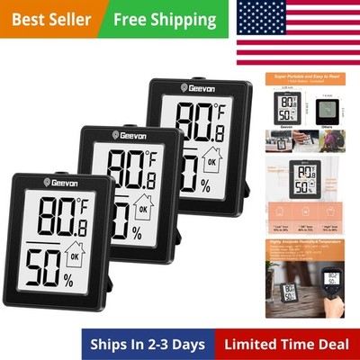 Digital Hygrometer, 3 Pack Indoor Thermometer Room Temperature Humidity Gauge...