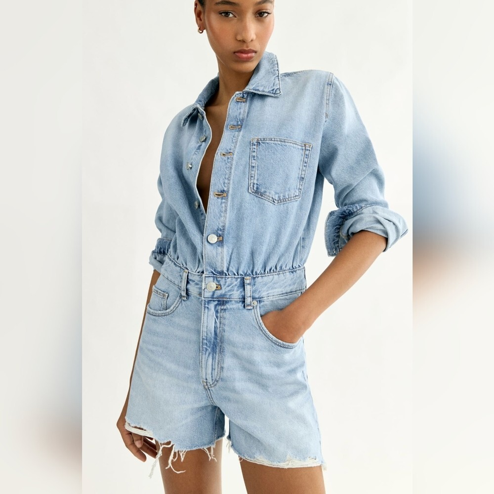 Long Sleeve Zara Dungaree Dress ZARA SHORT DENIM JUMPSUIT LONG