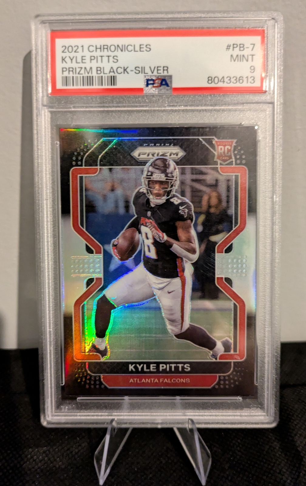 2021 Panini Chronicles #PB-7 Kyle Pitts Prizm Black Silver PSA 9