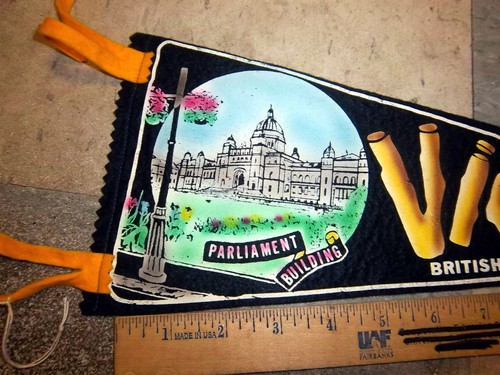 Victoria Columbia Británica Canadá, banderín de fieltro vintage 17 x 6 pulgadas, Parlamento - Imagen 2 de 3