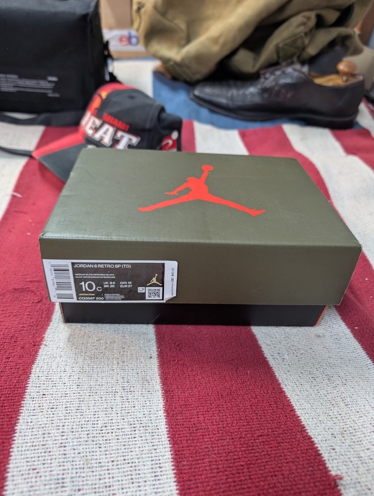Nike Jordan 6 Travis Scott Olive  Td 10c Cq3567-200 Used Kids Basketball Shoes