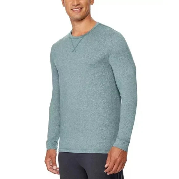 32 Degrees Mens Crewneck Long Sleeve Sleep T-Shirt Heather Unifrom Green Sz M 2990₽
