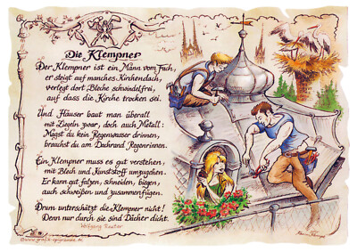 Berufsbild Zunftbild Geschenk Karte Deko Klempner Dach