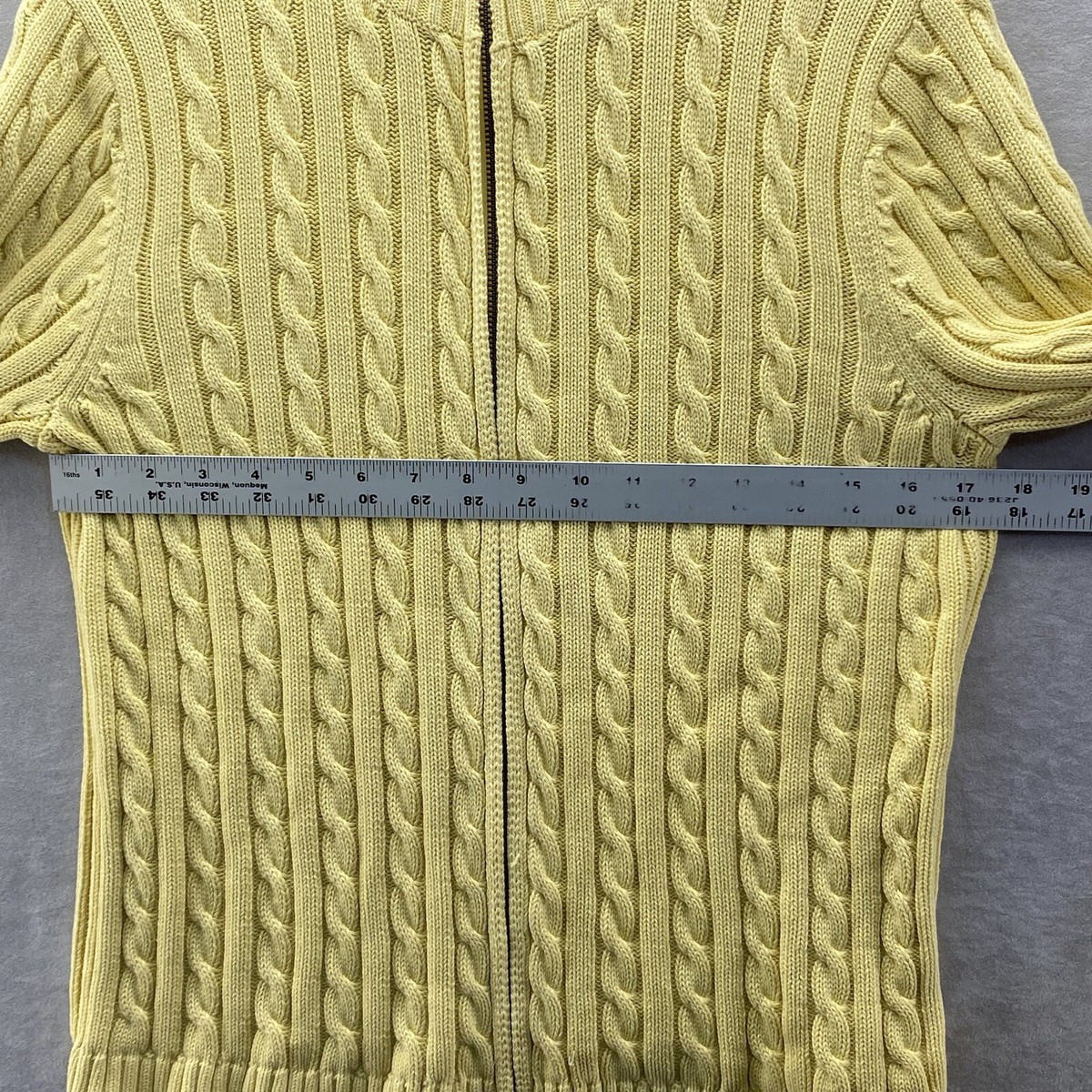 L.L. Bean Women's M Yellow Full Zip Up Cable Knit 100