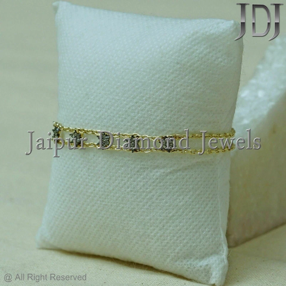 Pulsera Estrella Diamante Oro Vermeil Cadena Plata Simple Esterlina 925 Joyería Regalo Foto 2 de 4