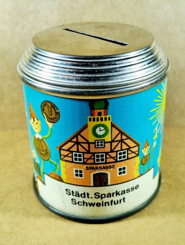 Rarität Metall Spardose Sparbüchse Städtische Sparkasse Schweinfurt o. Schlüssel