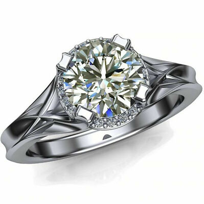 2.18 Ct White Moissanite Engagement Wedding Party 14K White Gold Ring Size 8.5