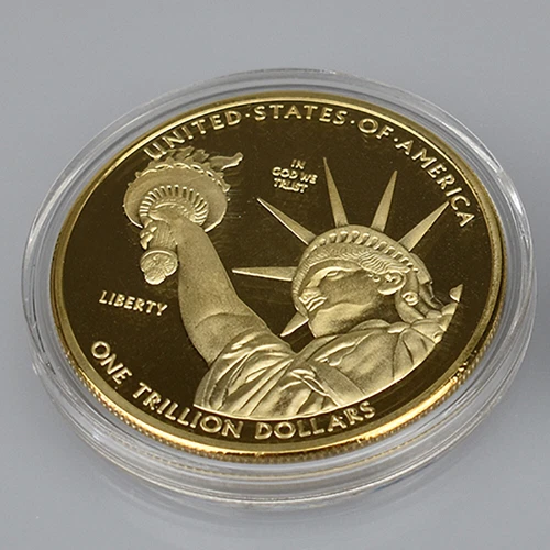 1 Trillion Dollar Coin Pure Gold Plated United States Collection Liberty Coin