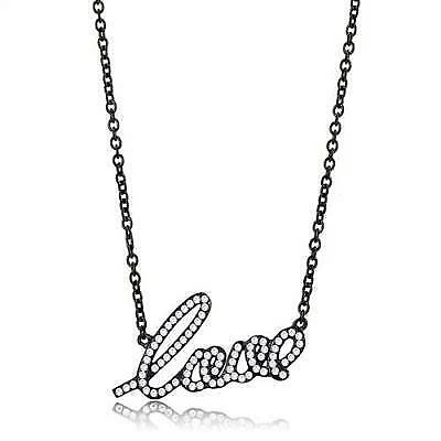 CHANEL Love Theme AAA Cubic Zircon CZ Accented Black Ip Pendant With 16" Chain Tk3217