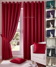 1 PAIR MADISON FULLY LINED RING TOP EYELET CURTAINS ~ FREE Tiebacks Many Colours