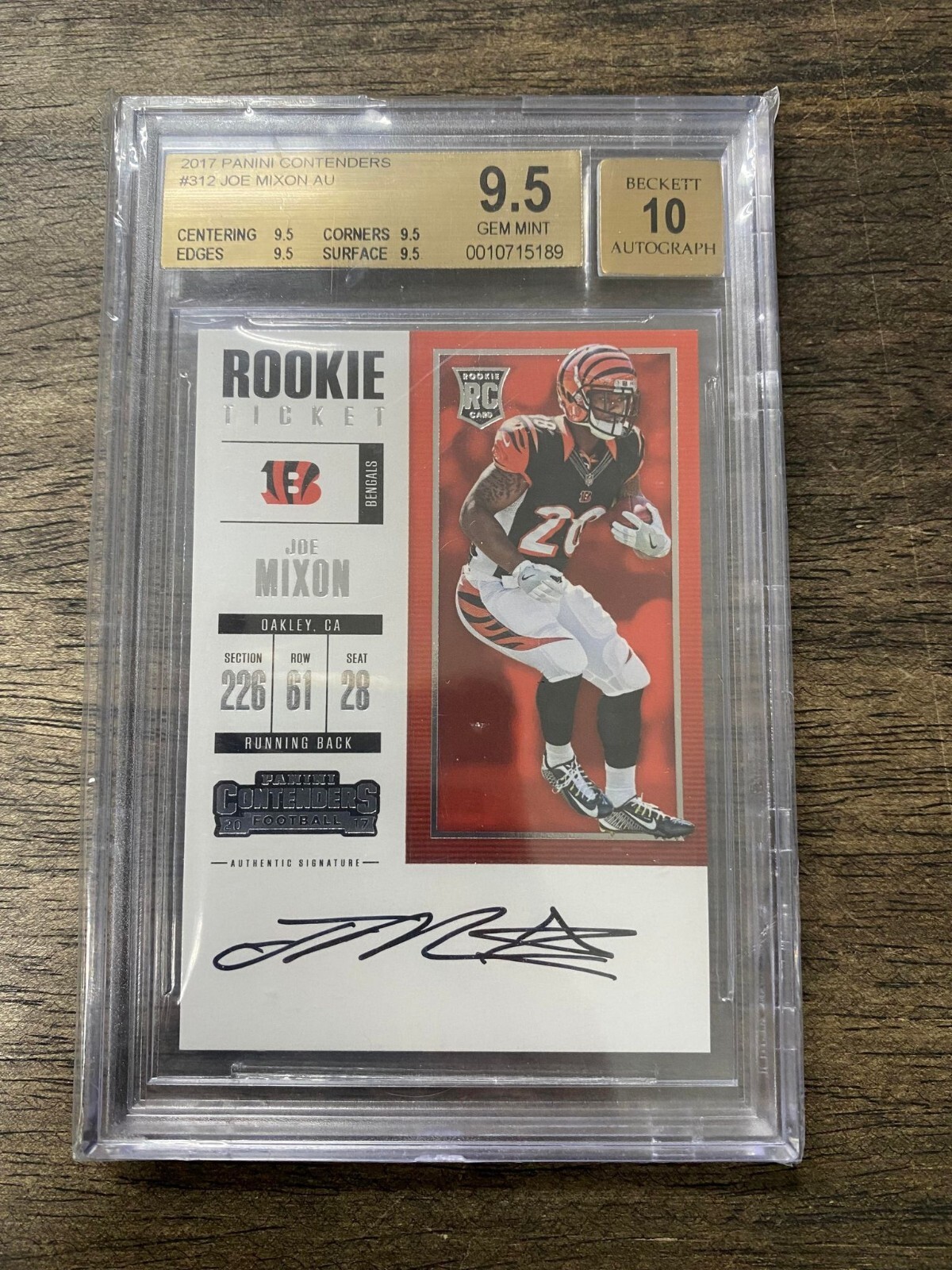 Joe Mixon Panini Encased Rookie Triple Memorabilia #10 Gold