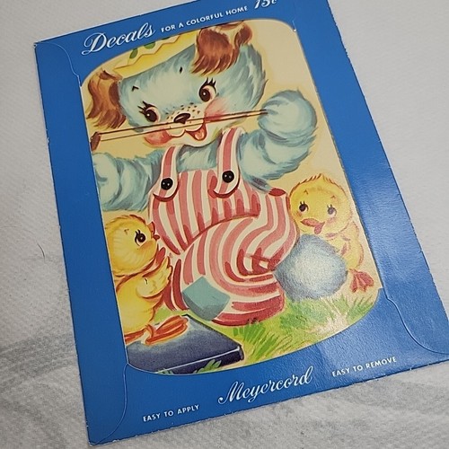Vintage Meyercord Decal Transfers Blue Boy Puppy Dog Chick Slingshot