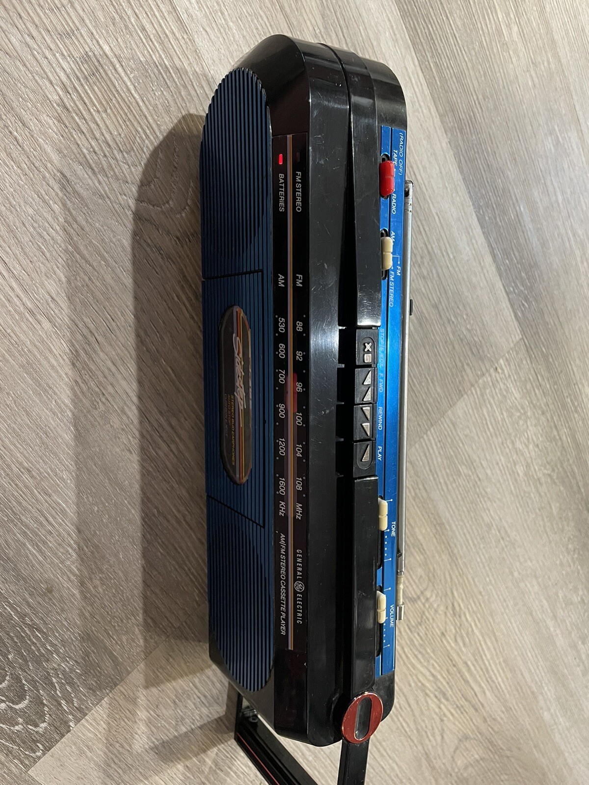 GE General Electric Sidestep 3-5610 Black Blue AM FM Radio Cassette ...