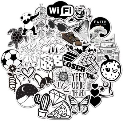 60 Vintage Aufkleber Im Schwarz-Weiß-Look – Wasserfeste PVC-Sticker Für Laptops, Wasserflaschen, Scrapbooking & Co.
