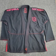 Sanabul Gi Mens Sz A3 Black/Red Kimono Top Only Brazilian Jiu Jitsu Competition
