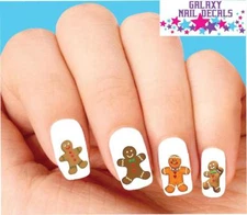 Waterslide Nail Decals - Set of 20 Holiday Christmas Gingerbread Man Assorted