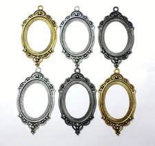 6 - 40x30mm 3 Different Colors Victorian Deco Beaded Scalloped Pendant Settings