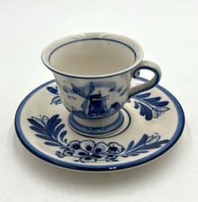 Delfts Blue Hand Painted Petite Cup  Saucer