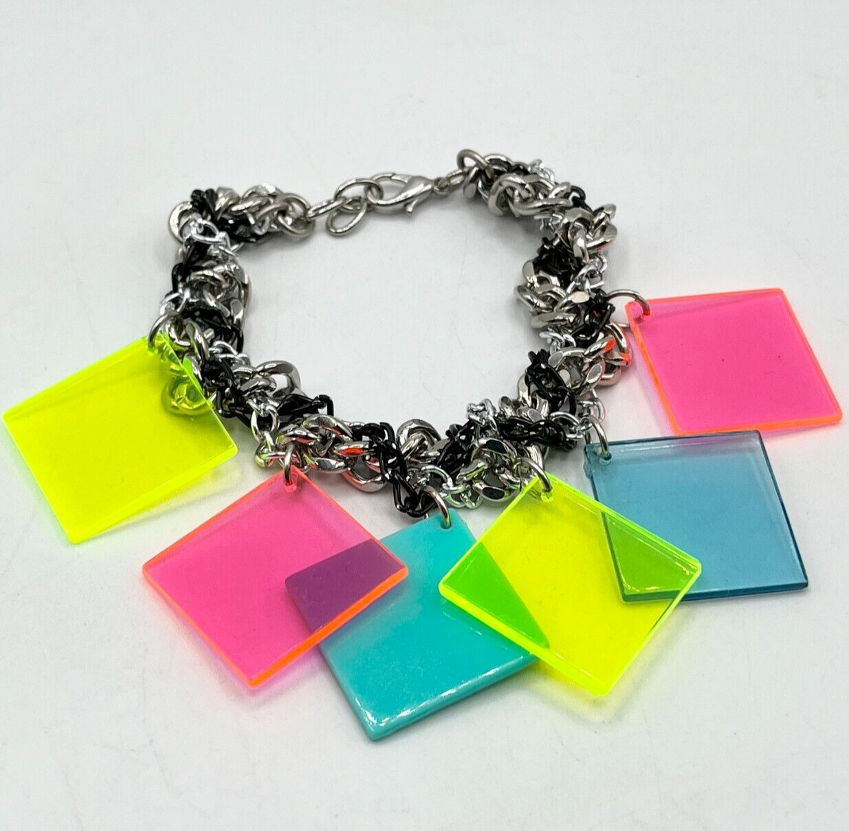 Multi chain plexiglass lucite charm bracelet - image 1