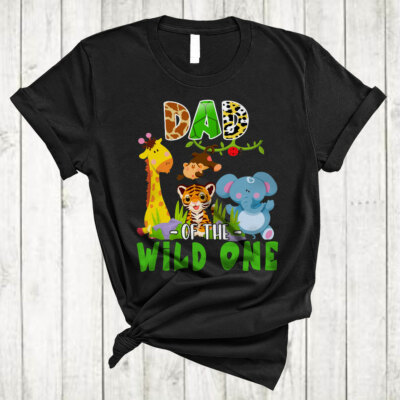 Dad Of The Wild One Cute Birthday Zoo Safari Animals Lover Family Group T-Shirt