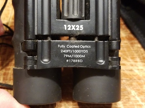 TASCO Binoculars (178RBD) 12x25 Fully Coated Optics 240 feet (1000 yards) HS - Picture 12 of 22