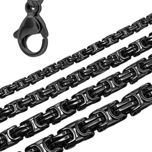 Königskette Edelstahl Schwarz Halskette Panzerkette Massiv 5mm 6mm 9mm 12mm