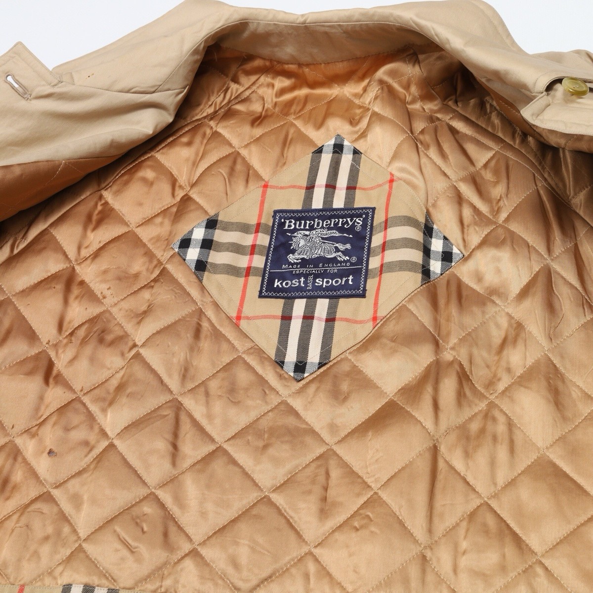 Burberrys London Vintage Trench Coat Nova Check Beige Plaid