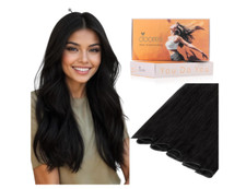DOORES human hair extensions sew in extensions 24 inch jet black 60g