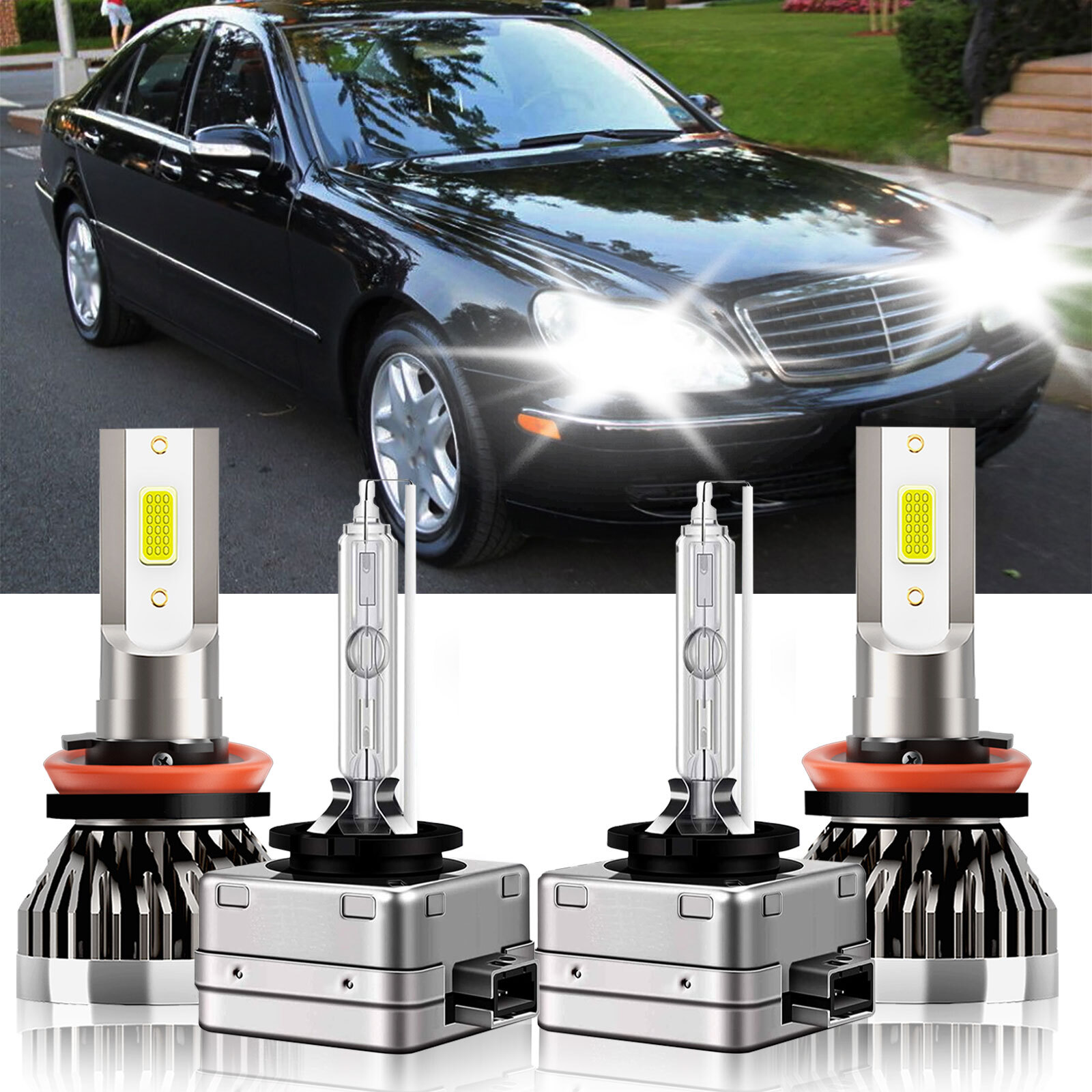 H11 D1S LED HID Headlights Bulbs High Low Beam For Mercedes-Benz S400 2011-2013