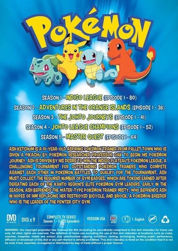 DVD Anime Pokemon Complete Series Season 1-5 Vol.1-273 End (USA Version) Eng Dub - Picture 2 of 5