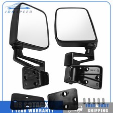 View Door Mirrors Manual Left Right Side Set For Jeep Wrangler 87-02 Black