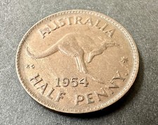 1954 1/2 (half) Penny Australian PreDecimal Coin Ungraded