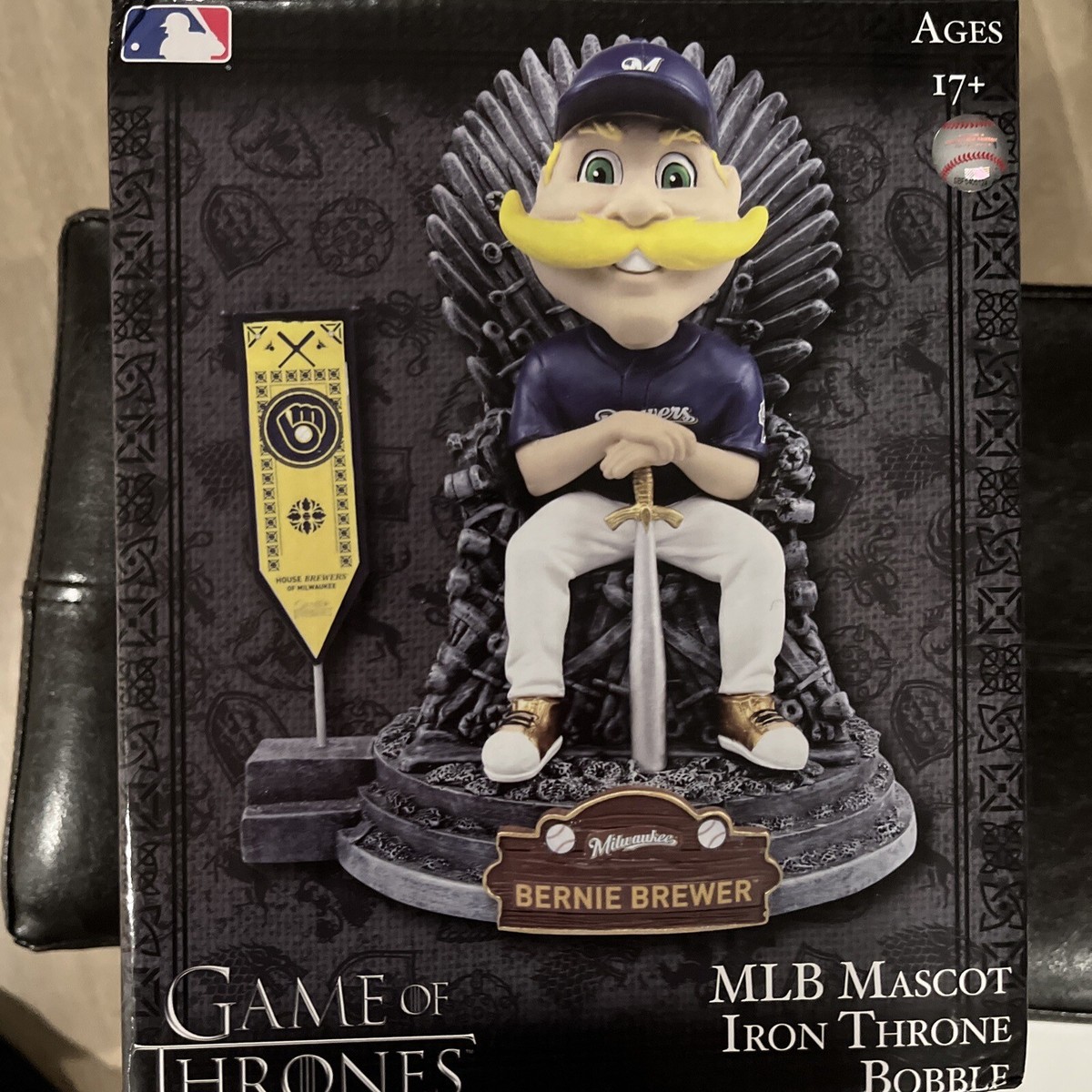 Bernie Brewer Game of Thrones Iron Throne GOT Bobblehead MLB New In Box!