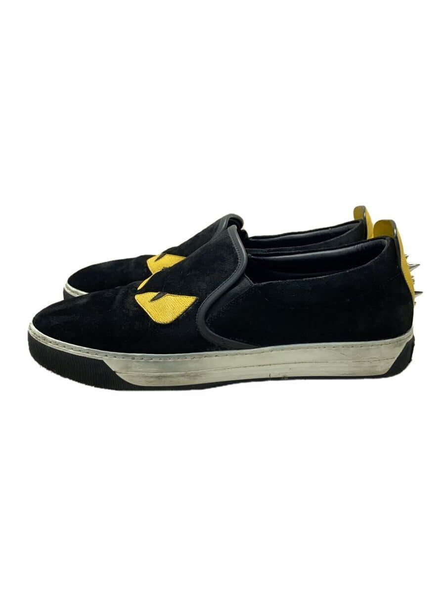 FENDI Low Top Sneakers Bug's Eye Slip-On UK7 Black Suede FENDI Low Top Sneakers Bug's Eye Slip-On UK7 Black Suede