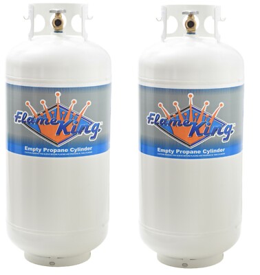 Twin Pack 40LB EMPTY Propane Cylinder Refillable Steel LPG Tank with OPD Valve
