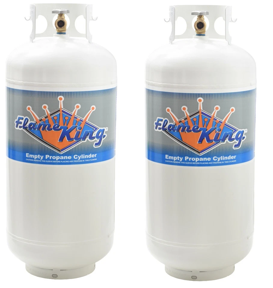 FLAME KING Twin Pack 40 LB Propane Cylinder Refillable Steel LPG Tank with OPD Valve
