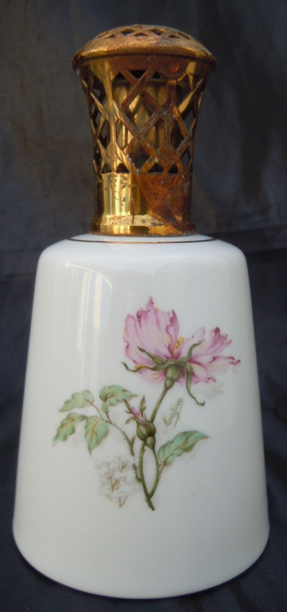 Lampe Berger En Porcelaine De Limoges, Charles Ahrenfeldt, Décor Asiatique, Bon état