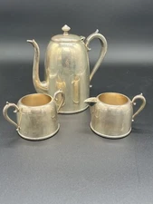 ANTIQUE 1875 SILVER-PLATED SHEETS ROCKFORD S Co 3 PC TEA SET #1532