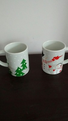 TWO SNOWMAN MUGS AND SNOWMAN TEALIGHT HOLDER!