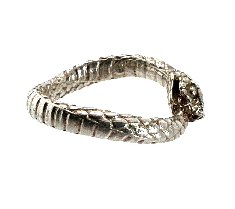 Solid Sterling Silver Snake Eating Tail Ring Very… - image 3