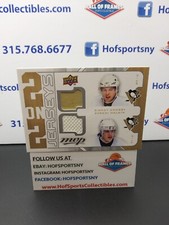 2008/09 UPPER DECK MVP SIDNEY CROSBY EVGENI MALKIN FLEURY STAAL 2 ON 2 JERSEYS !