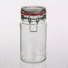 Image of  Glass Storage Jar With Lid Air Tight Seal Metal Clamp Ring FREE P&P UK 