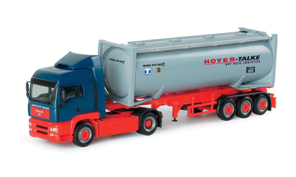 Herpa - man TGA LX Drucksilocontainer-sattelzug Hoyer-talke 151085  