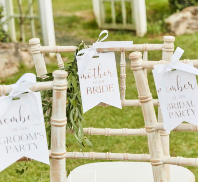 8 Stuhlschilder Hochzeit Braut Party für Paperchase