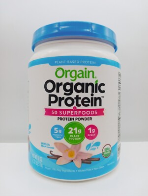 Orgain Organic Plant Based Protein 50 Superfood Powder Vegan Vanilla 18 oz 5/25
